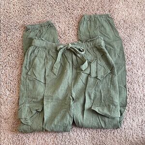 Aerie Olive Green Linen blend Pants